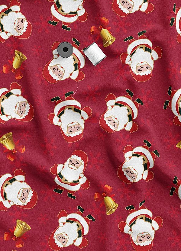 Tecido Oxford Estampa Digital Natal Papai Noel Vermelho 1,55 de Largura