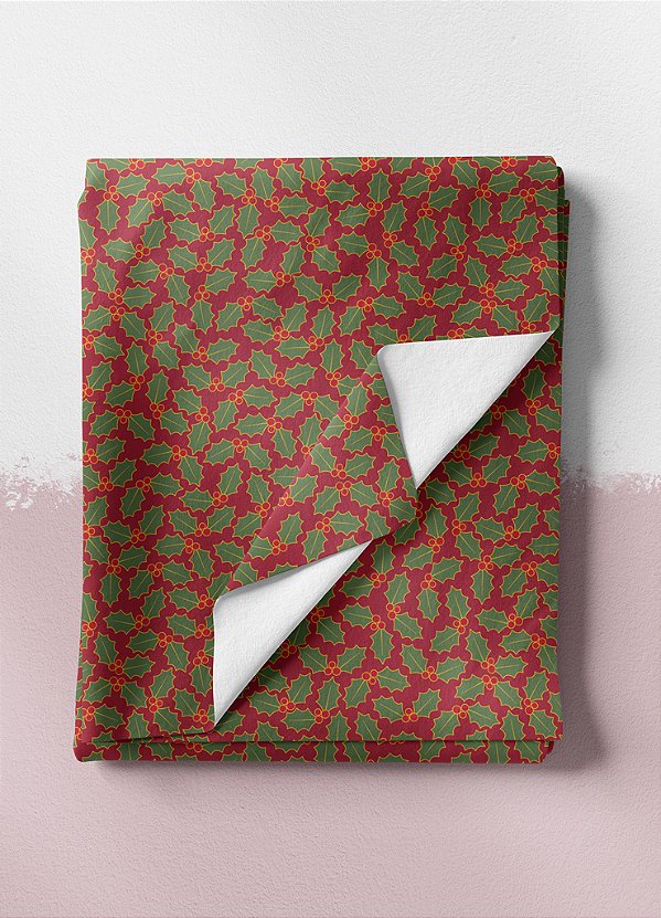 Tecido Oxford Estampa Digital Ramos de Natal Vermelho 1,55 de Largura
