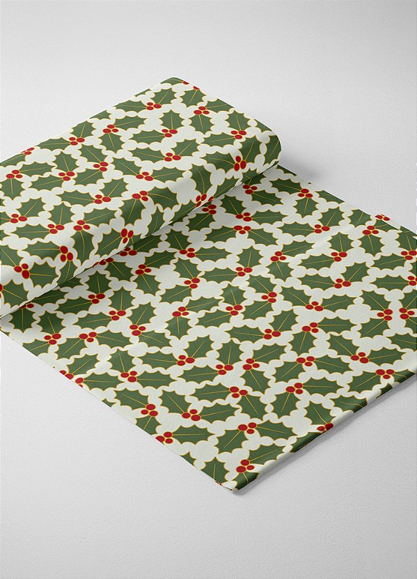 Tecido Oxford Estampa Digital Ramos de Natal 1,55 de Largura