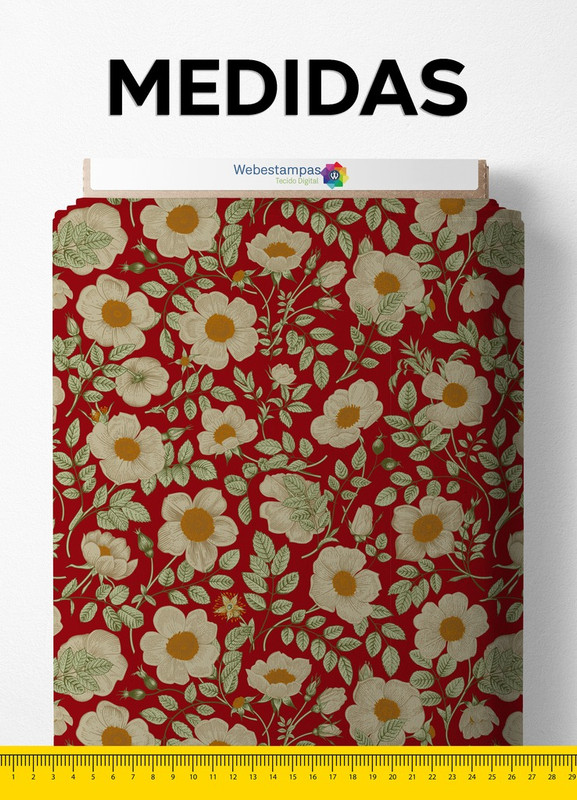 Tecido Velboa Estampa Digital Lindas Flores de Natal Vermelho 1,55 de Largura