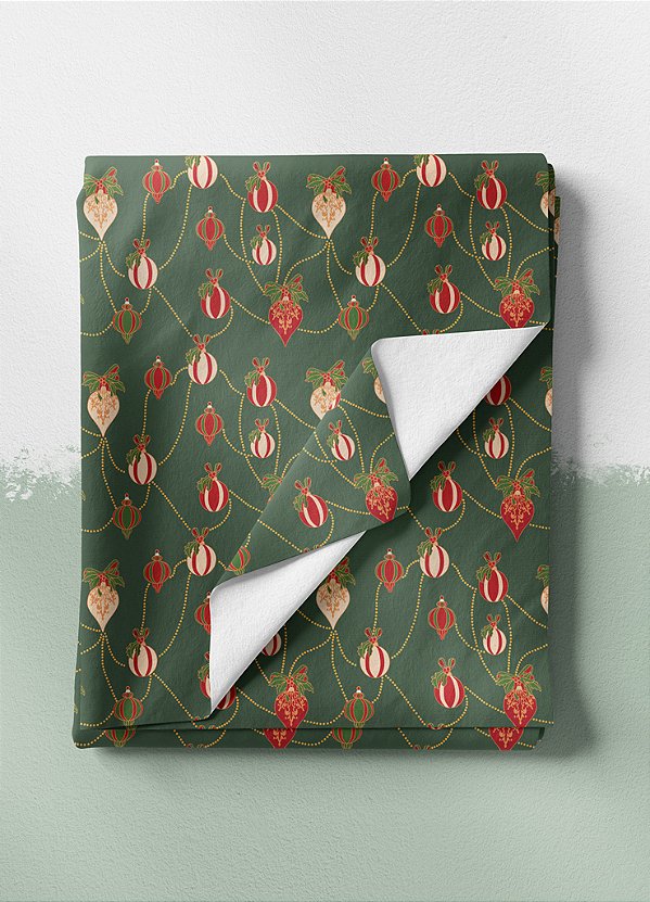 Tecido Veludo Suede Estampa Digital Bolinhas Natal Verde 1,40m de Largura
