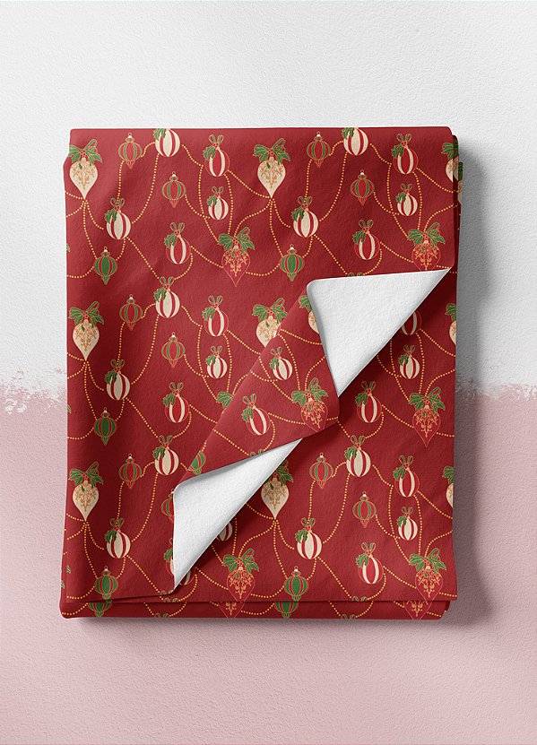 Tecido Veludo Suede Estampa Digital Bolinhas Natal Vermelho 1,40m de Largura