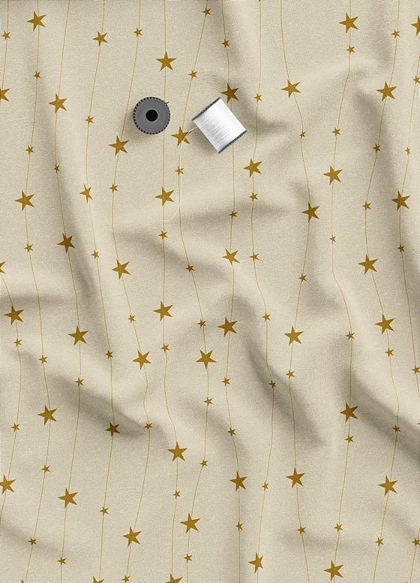 Tecido Tricoline Estampa Digital Estrelas de Natal 1,55 de Largura
