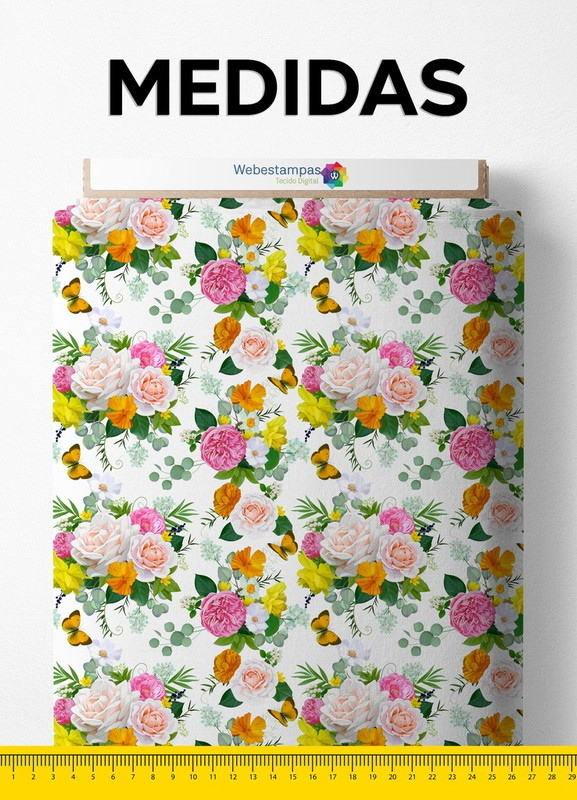 Tecido Microfibra Estampa Digital Floral 17 com 1,55m de Largura