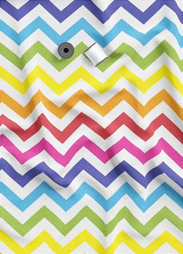 Tecido Microfibra Estampa Digital Chevron Arco-íris 1,55m de Largura