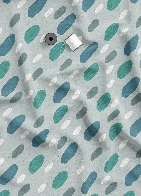 Tecido Microfibra Estampa Digital Círculos Pintura Fundo Cinza 1,55m de Largura