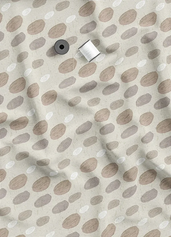 Tecido Microfibra Estampa Digital Círculos Pintura Fundo Palha 1,55m de Largura