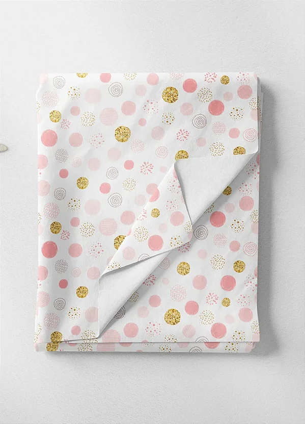 Tecido Microfibra Estampa Digital Círculos Rosa e Amarelo 1,55m de Largura