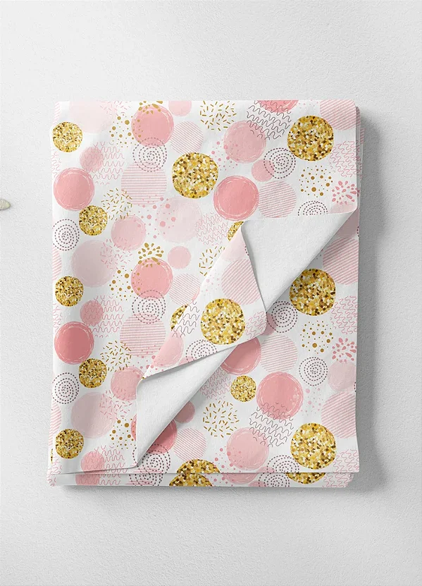 Tecido Microfibra Estampa Digital Círculos Rosa e Amarelos 1,55m de Largura