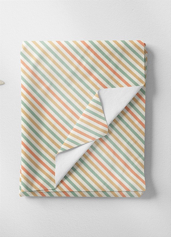 Tecido Microfibra Estampa Digital Linhas Verde, Amarelo e Laranja 1,55m de Largura