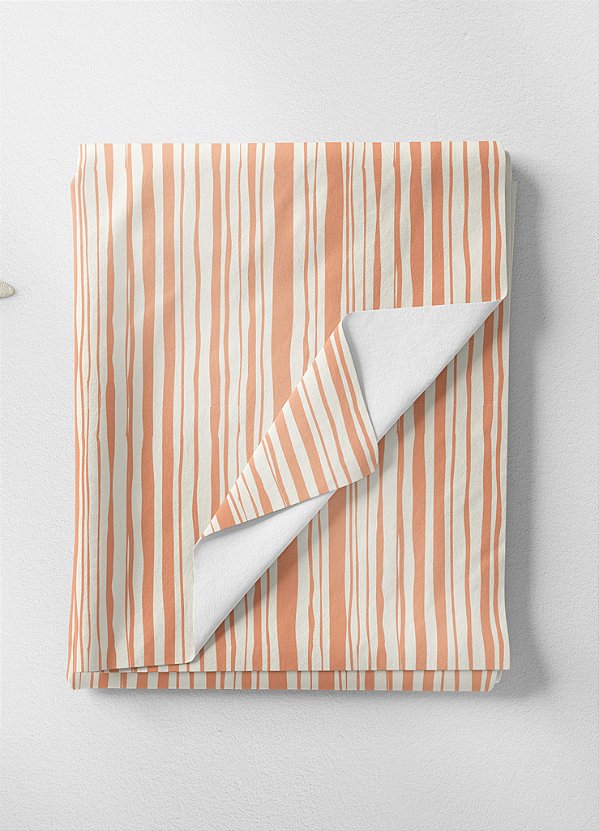 Tecido Microfibra Estampa Digital Listrado Laranja Fundo Palha 1,55m de Largura