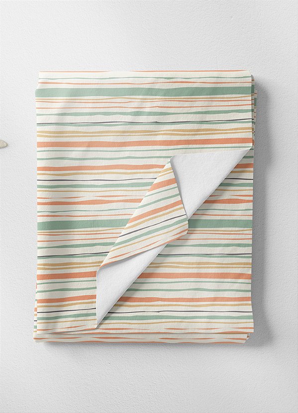 Tecido Microfibra Estampa Digital Listrado Verde, Amarelo e Laranja 1,55m de Largura