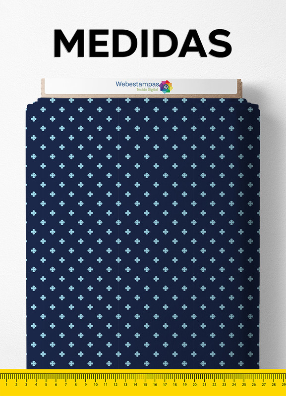 Tecido Microfibra Estampa Digital Poa Azul Fundo Marinho 1,55m de Largura