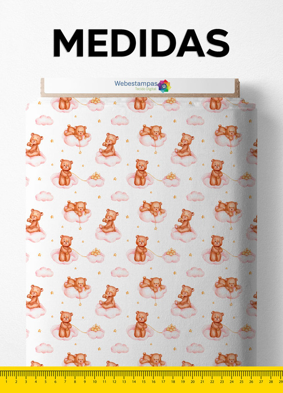 Tecido Microfibra Estampa Digital Ursa nas Nuvens 1,55m de Largura