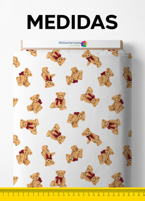 Tecido Microfibra Estampa Digital Urso de Pelúcia 1,55m de Largura