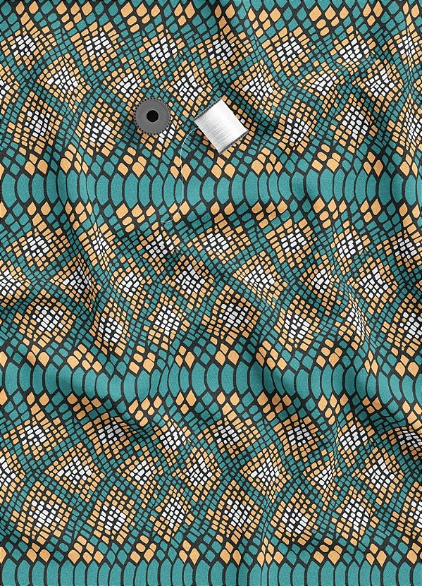 Tecido Microfibra Estampa Digital Cobra Verde e Amarelo 1,55m de Largura