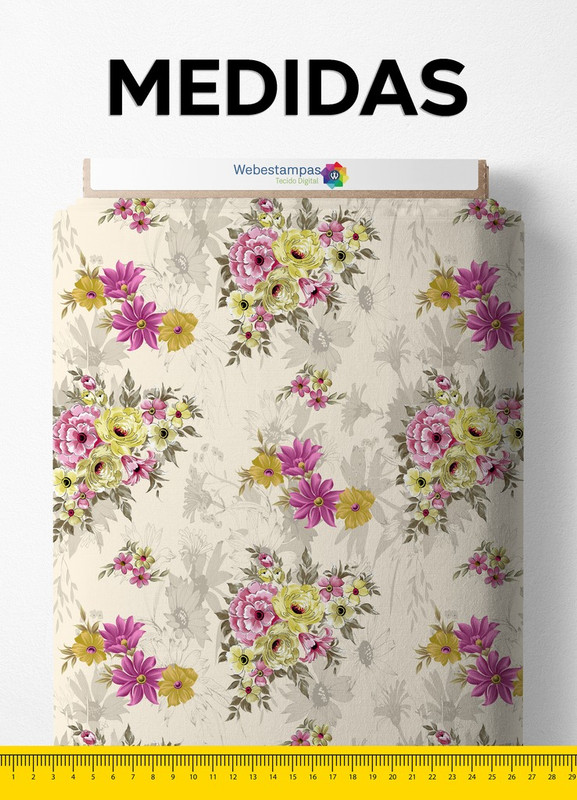 Tecido Micropercal Estampa Digital Floral 62 com 1,55m de Largura