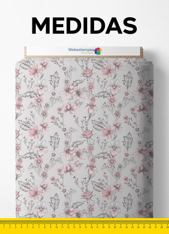 Tecido Micropercal Estampa Digital Floral 80 com 1,55m de Largura