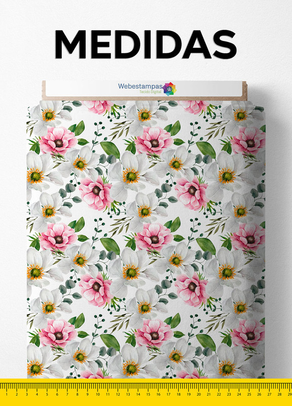 Tecido Micropercal Estampa Digital Floral 125 com 1,55m de Largura
