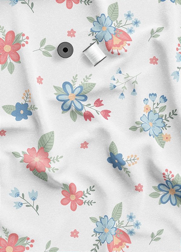 Tecido Micropercal Estampa Digital Floral 217 com 1,55m de Largura