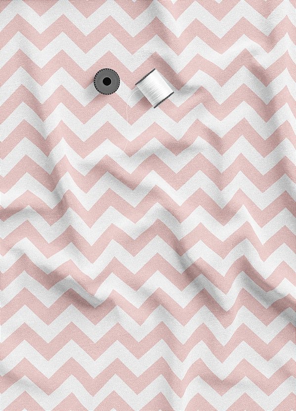 Tecido Micropercal Estampa Digital Chevron Rosa 1,55m de Largura