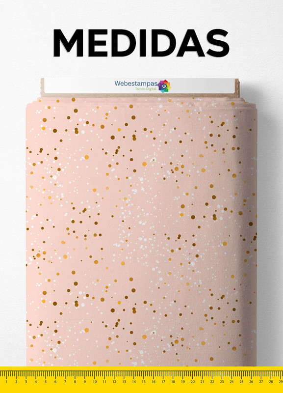 Tecido Micropercal Estampa Digital Gotas de Tinta Dourado 1,55m de Largura
