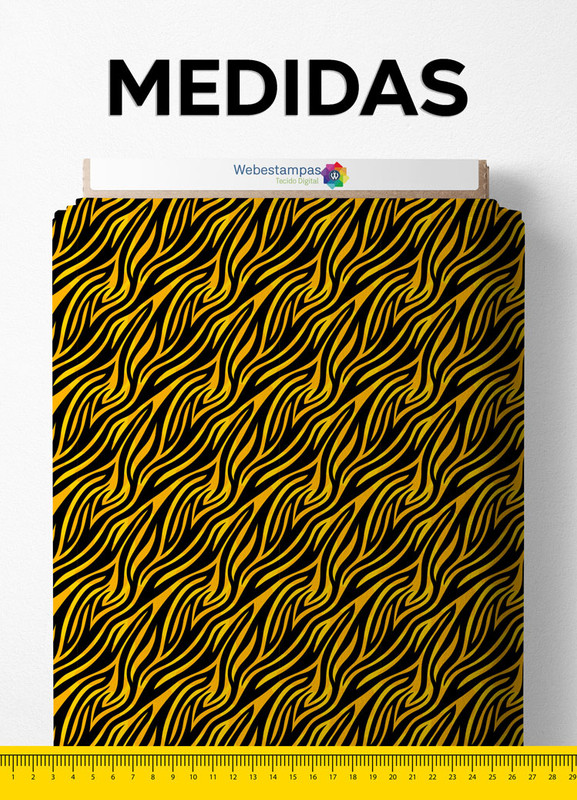 Tecido Micropercal Estampa Digital Zebra Amarelo e Preto 1,55m de Largura