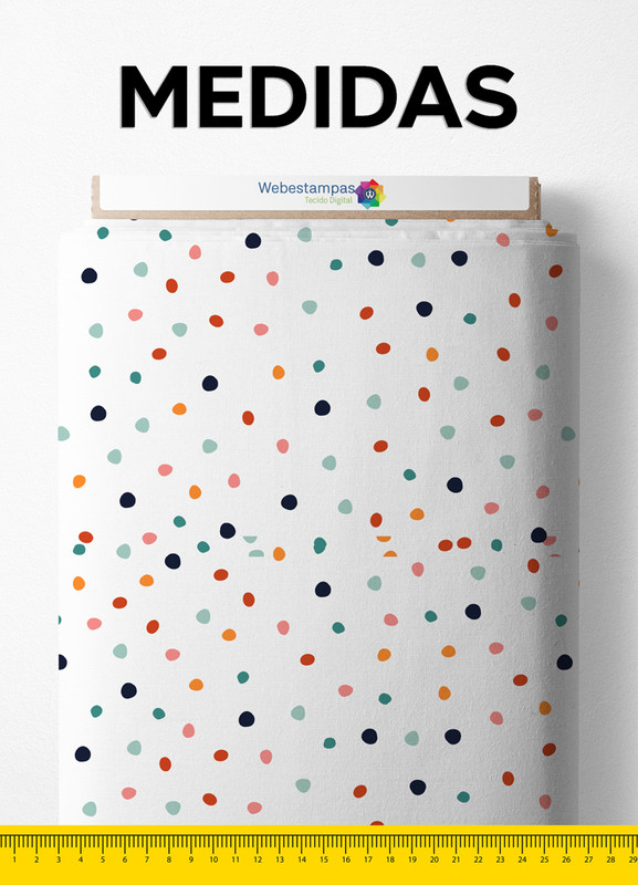 Tecido Helanca Estampa Digital Bolinhas Coloridas 1,55m de Largura