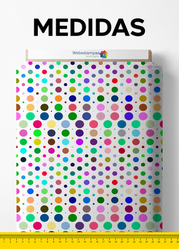 Tecido Helanca Estampa Digital Bolinhas Coloridas 1,55m de Largura