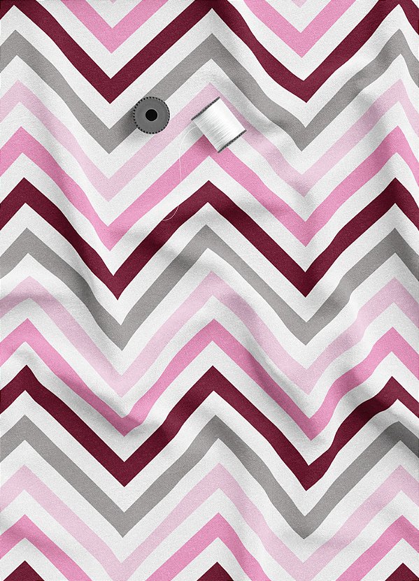 Tecido Helanca Estampa Digital Chevron Rosa e Vinho 1,55m de Largura