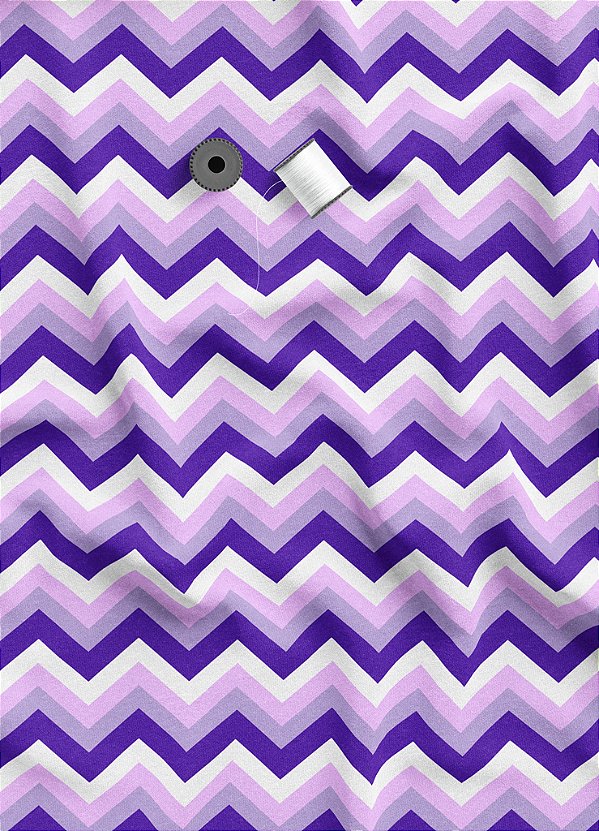 Tecido Helanca Estampa Digital Chevron Roxo e Lilás 1,55m de Largura