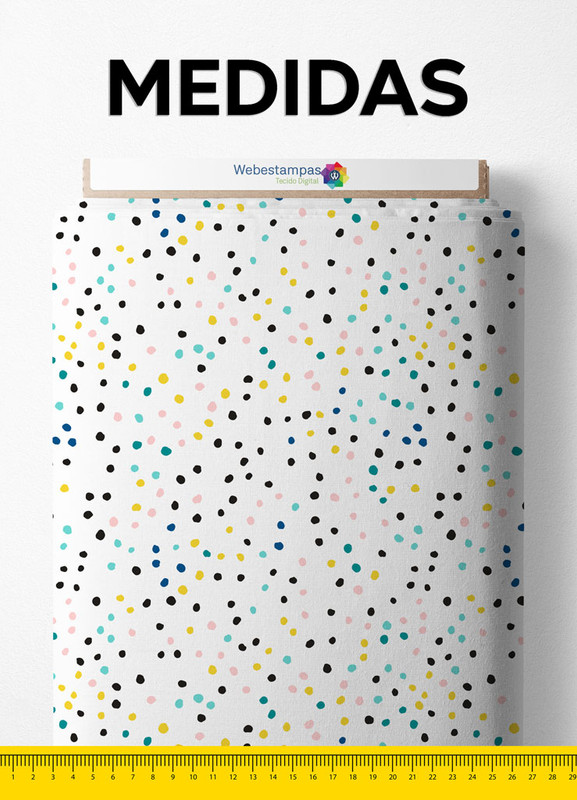 Tecido Helanca Estampa Digital Pontinhos Multicores 1,55m de Largura