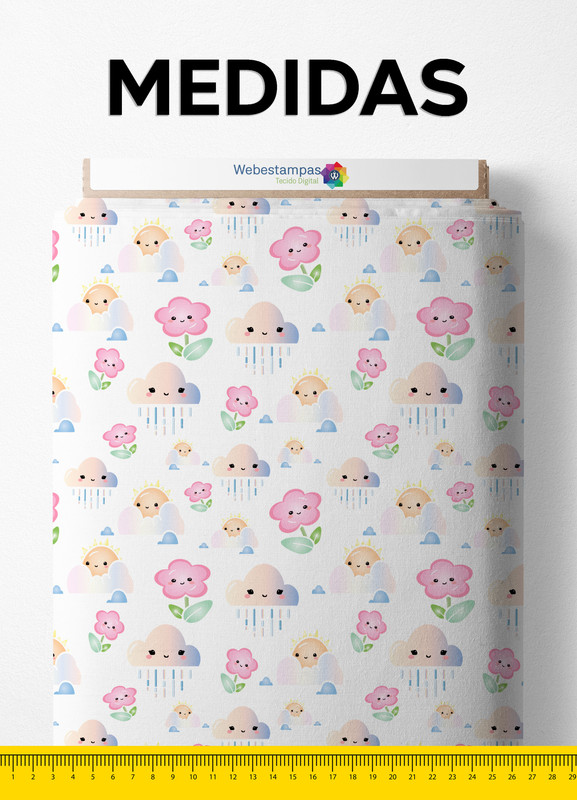 Tecido Helanca Estampa Digital Aquarela Flor e Céu 1,55m de Largura