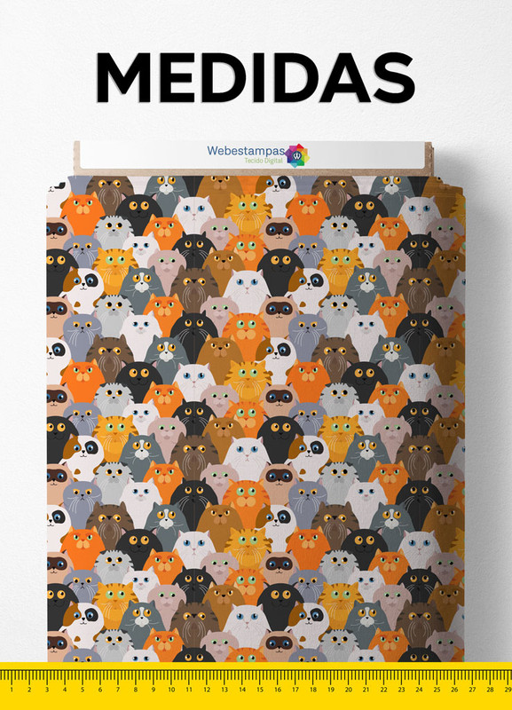 Tecido Helanca Estampa Digital Gatinhos 1,55m de Largura