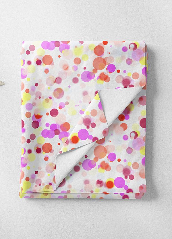 Tecido Oxford Estampa Digital Bolinhas Rosa, Amarelo e Vermelho 1,55m de Largura