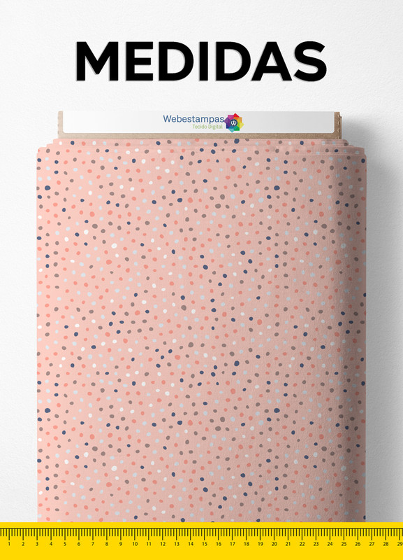 Tecido Oxford Estampa Digital Bolinhas Coloridas Fundo Rosa 1,55m de Largura