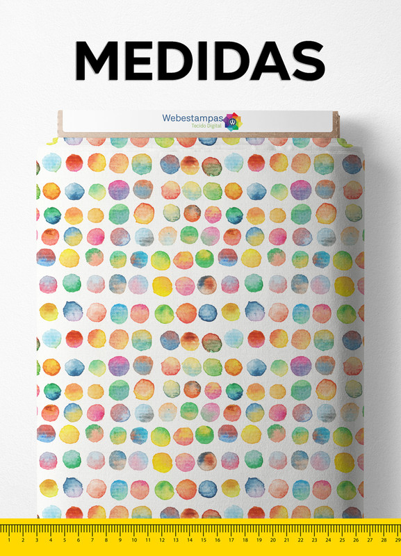 Tecido Oxford Estampa Digital Bolinhas em Aquarela 1,55m de Largura