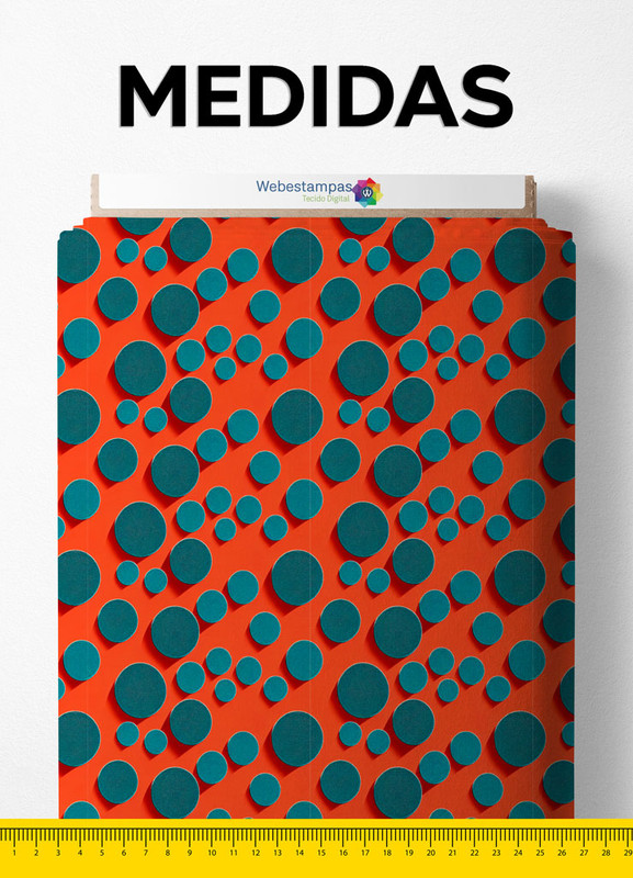 Tecido Oxford Estampa Digital Círculos Fundo Laranja 1,55m de Largura