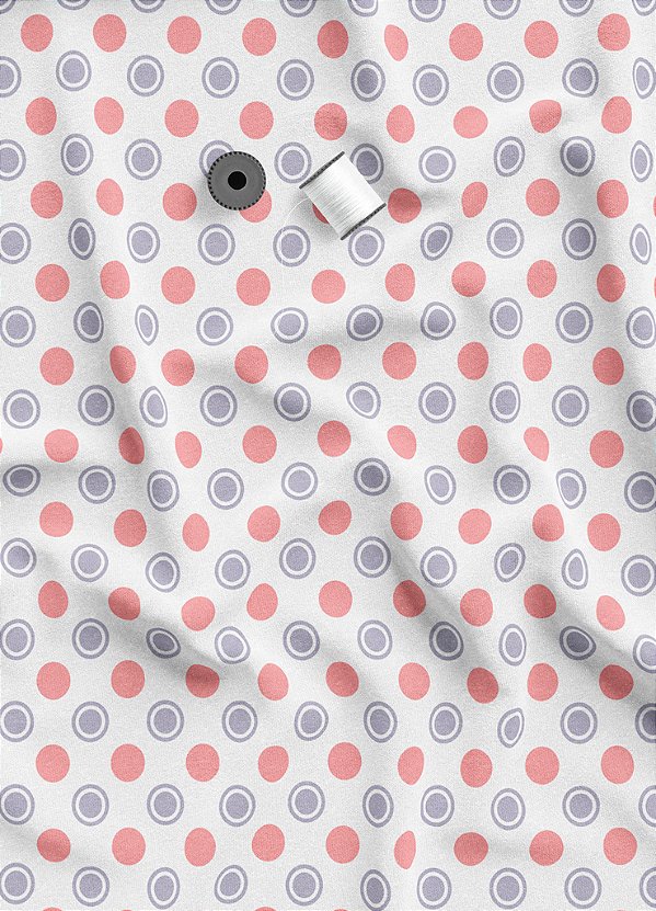 Tecido Oxford Estampa Digital Círculos Roxo e Vermelho 1,55m de Largura