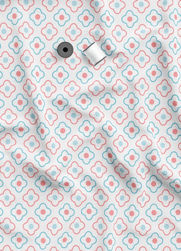 Tecido Oxford Estampa Digital Flores Azul e Vermelho 1,55m de Largura