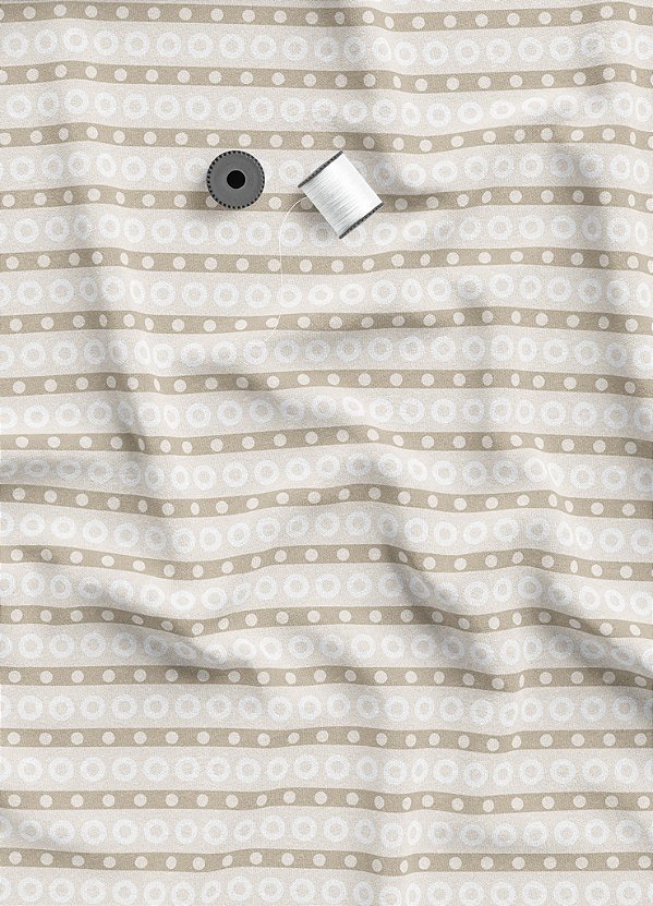 Tecido Oxford Estampa Digital Linhas e Círculos Palha 1,55m de Largura