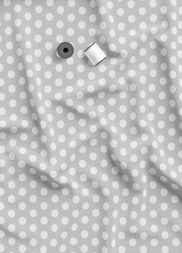 Tecido Oxford Estampa Digital Poa Branco Médio Fundo Cinza 1,55m de Largura