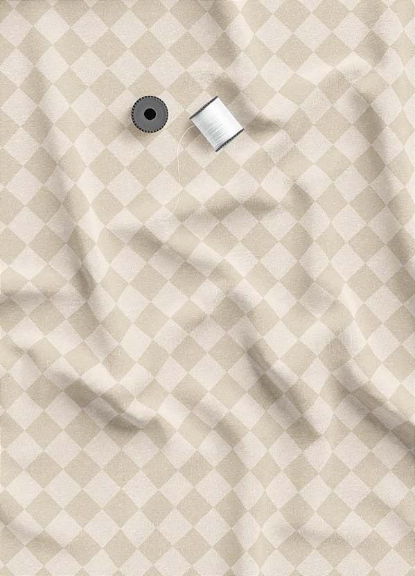 Tecido Oxford Estampa Digital Quadriculado Palha e Bege 1,55m de Largura