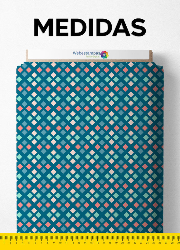 Tecido Oxford Estampa Digital Quadros Mini Fundo Azul 1,55m de Largura