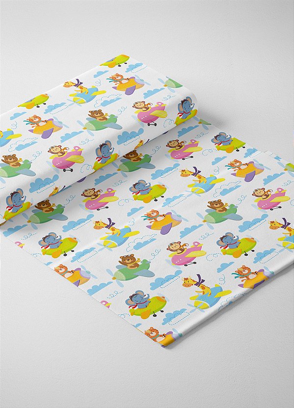 Tecido Oxford Estampa Digital Bichinhos Aviadores 1,55m de Largura