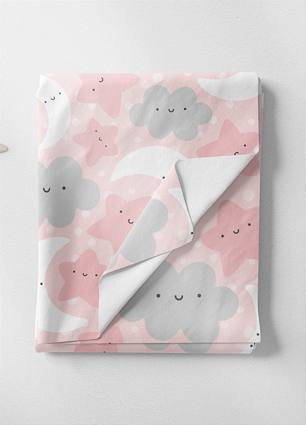 Tecido Oxford Estampa Digital Céu Fundo Rosa 1,55m de Largura