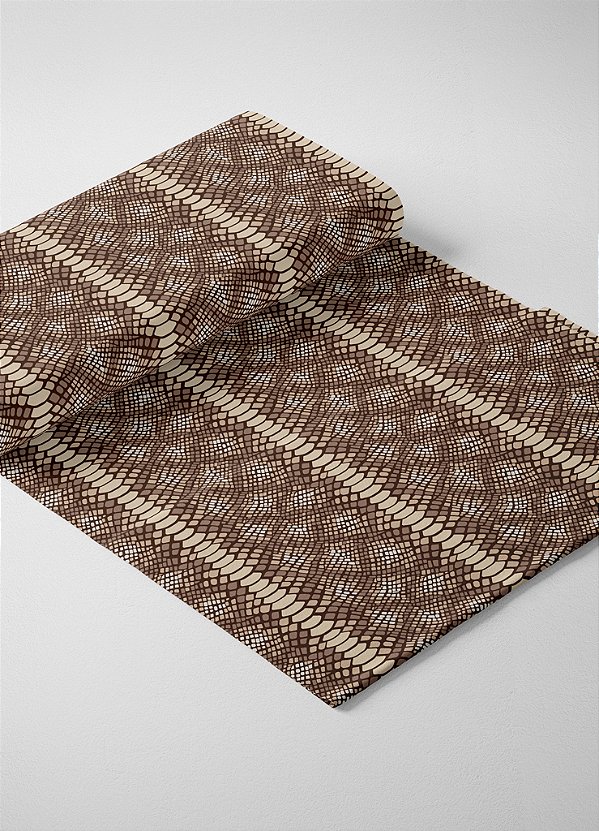 Tecido Oxford Estampa Digital Cobra Marrom fundo palha 1,55m de Largura