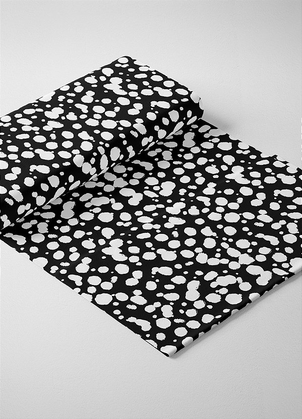 Tecido Oxford Estampa Digital Onça Pintas Brancas Fundo Preto 1,55m de Largura