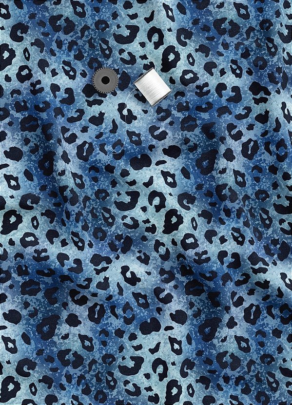 Tecido Oxford Estampa Digital Onça Pintada Azul 1,55m de Largura