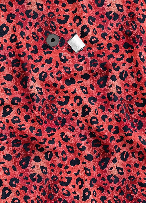 Tecido Oxford Estampa Digital Onça Pintada Vermelho 1,55m de Largura